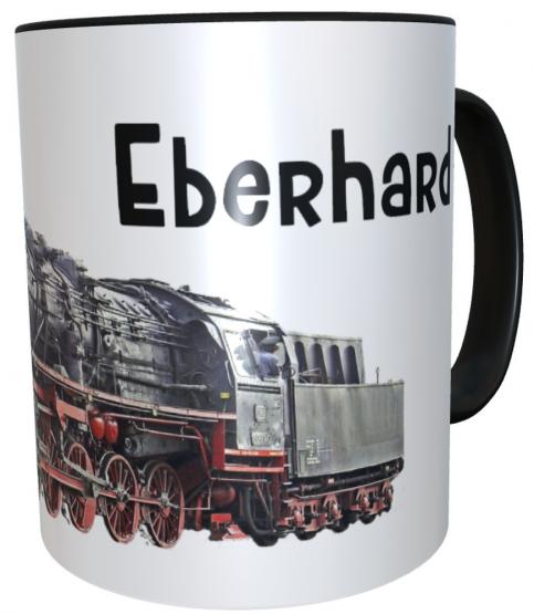 Kaffee-Tasse Dampflok Eisenbahn mit Wunschname - personalisierte Henkeltasse