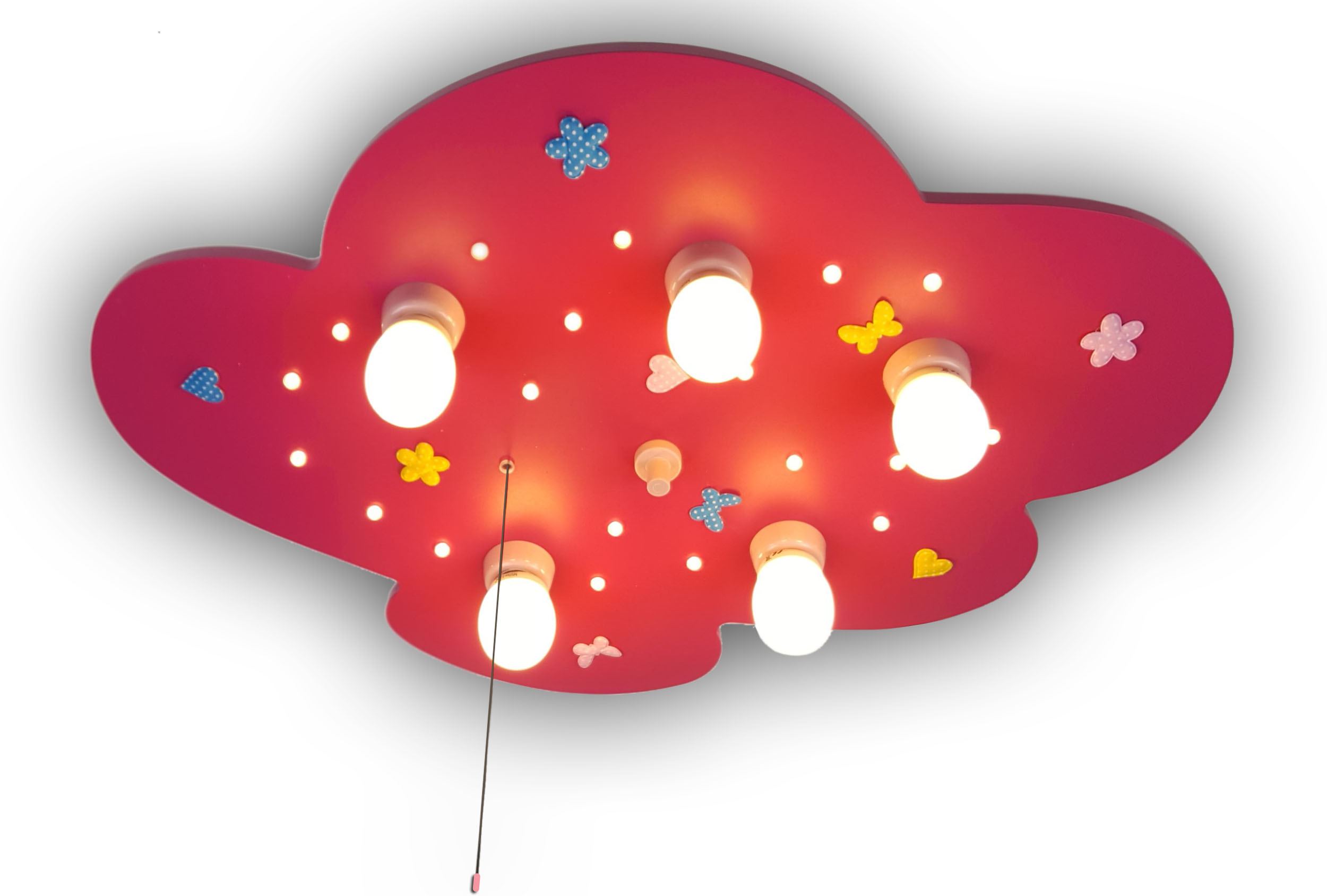 Niermann Deckenlampe Wolke mit Blumenwiese, magenta | LED-Kinderlampen |  kinderlampenland.de