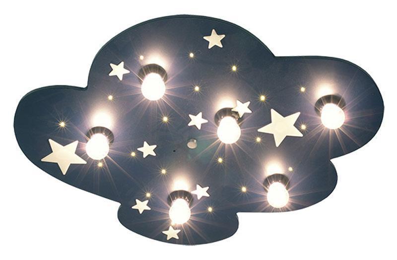 Niermann Deckenlampe Wolke XXL mit fluoriszierenden Sternen dunkelblau |  Niermann