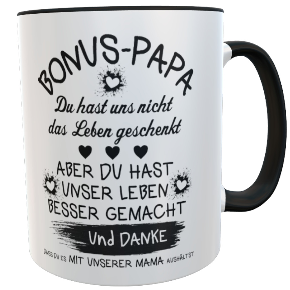 Tasse Vatertag unser Bonus Papa Stiefvater | Kaffeebecher Geschenke für Papa