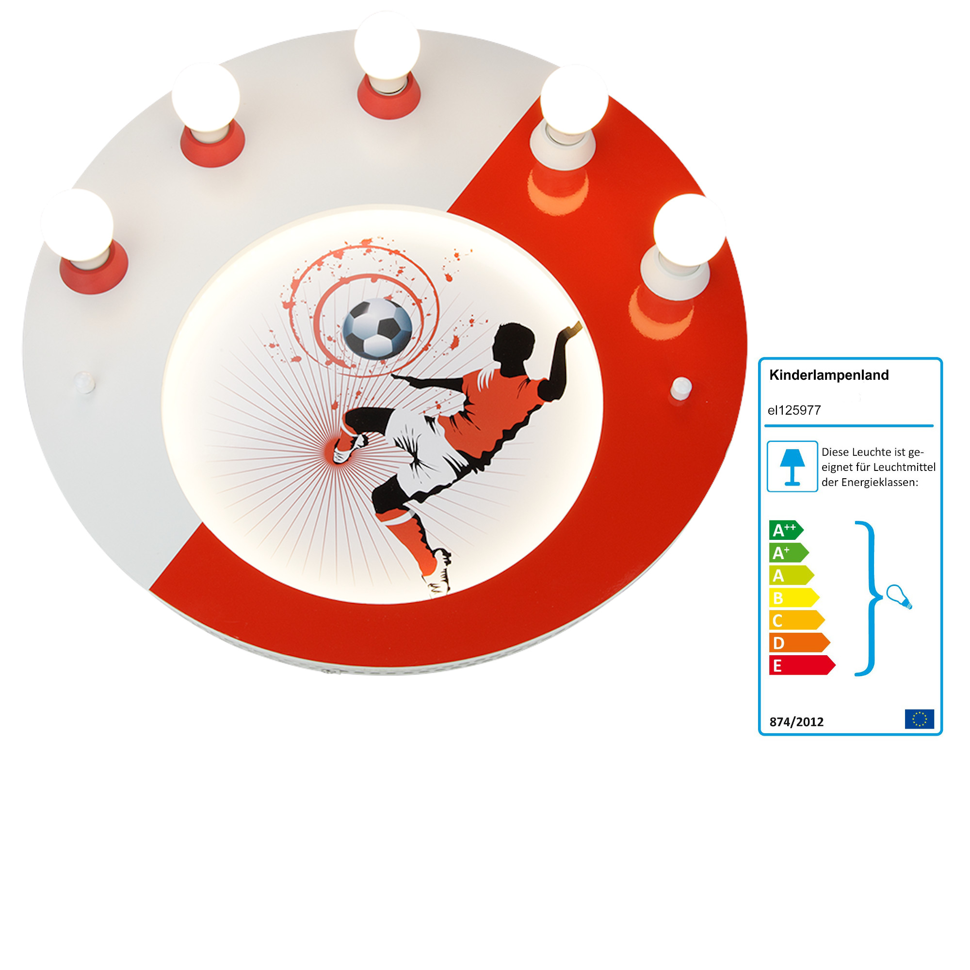 Elobra LED Deckenleuchte Soccer rot | LED-Kinderlampen | kinderlampenland.de