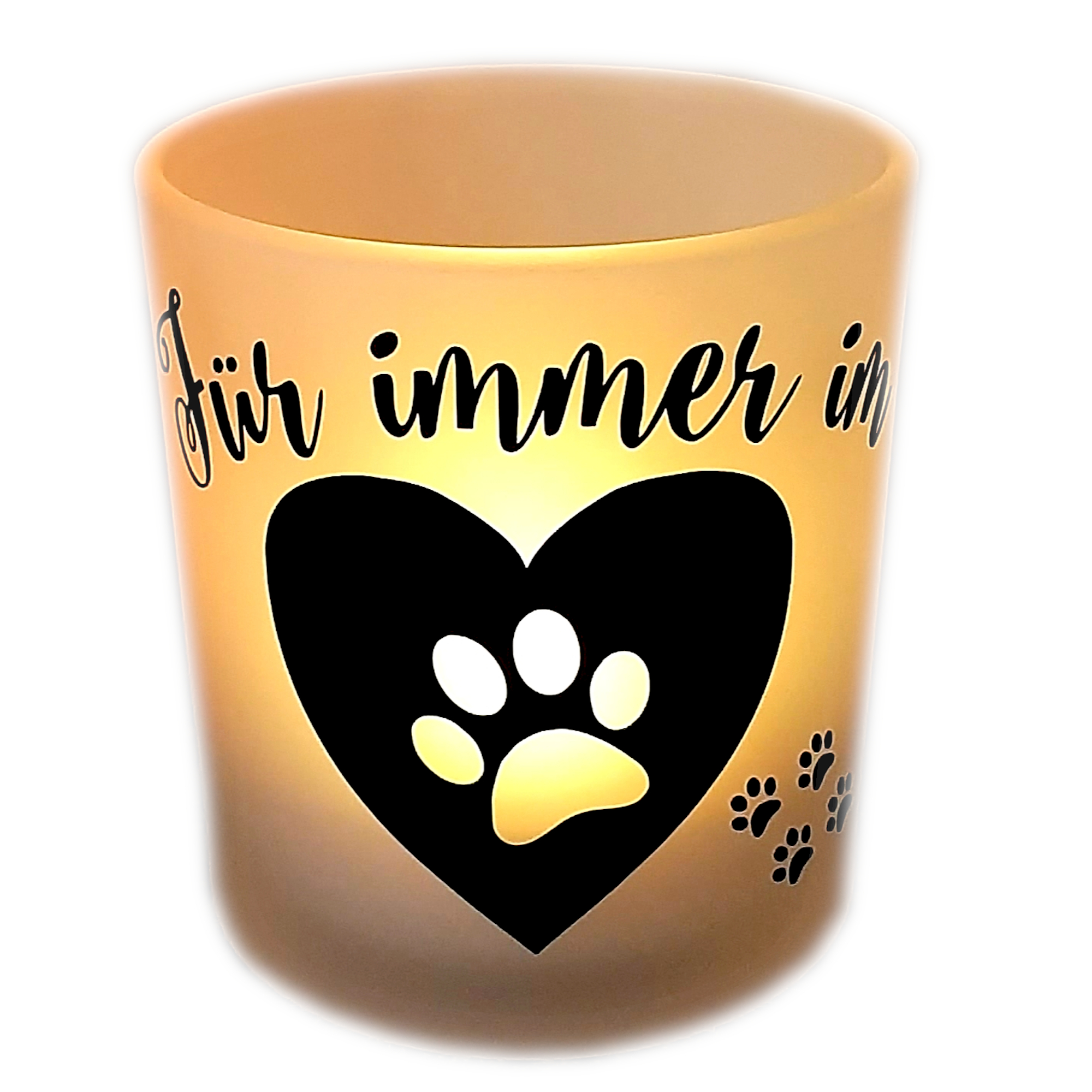 Teelichtglas Trauerlicht mit Spruch Haustier Hund Katze | Trauergeschenke  Andenken