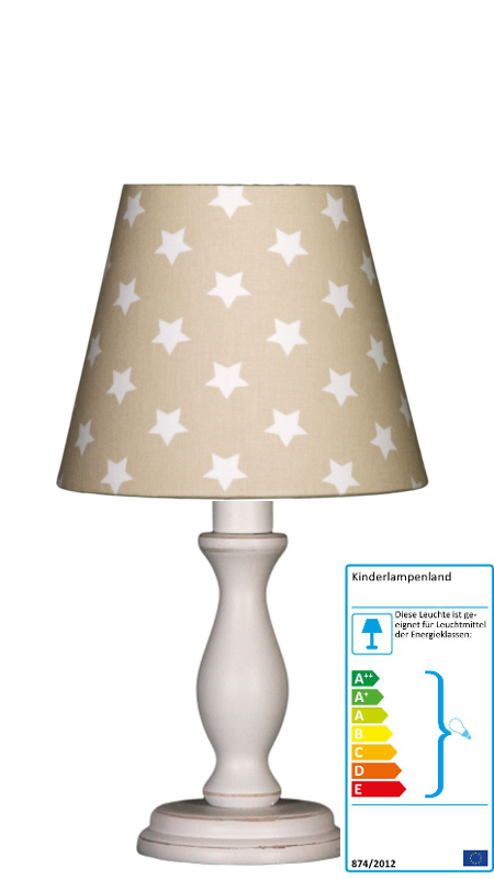 Tischlampe Sterne beige-weiß klein | Tischlampen | kinderlampenland.de