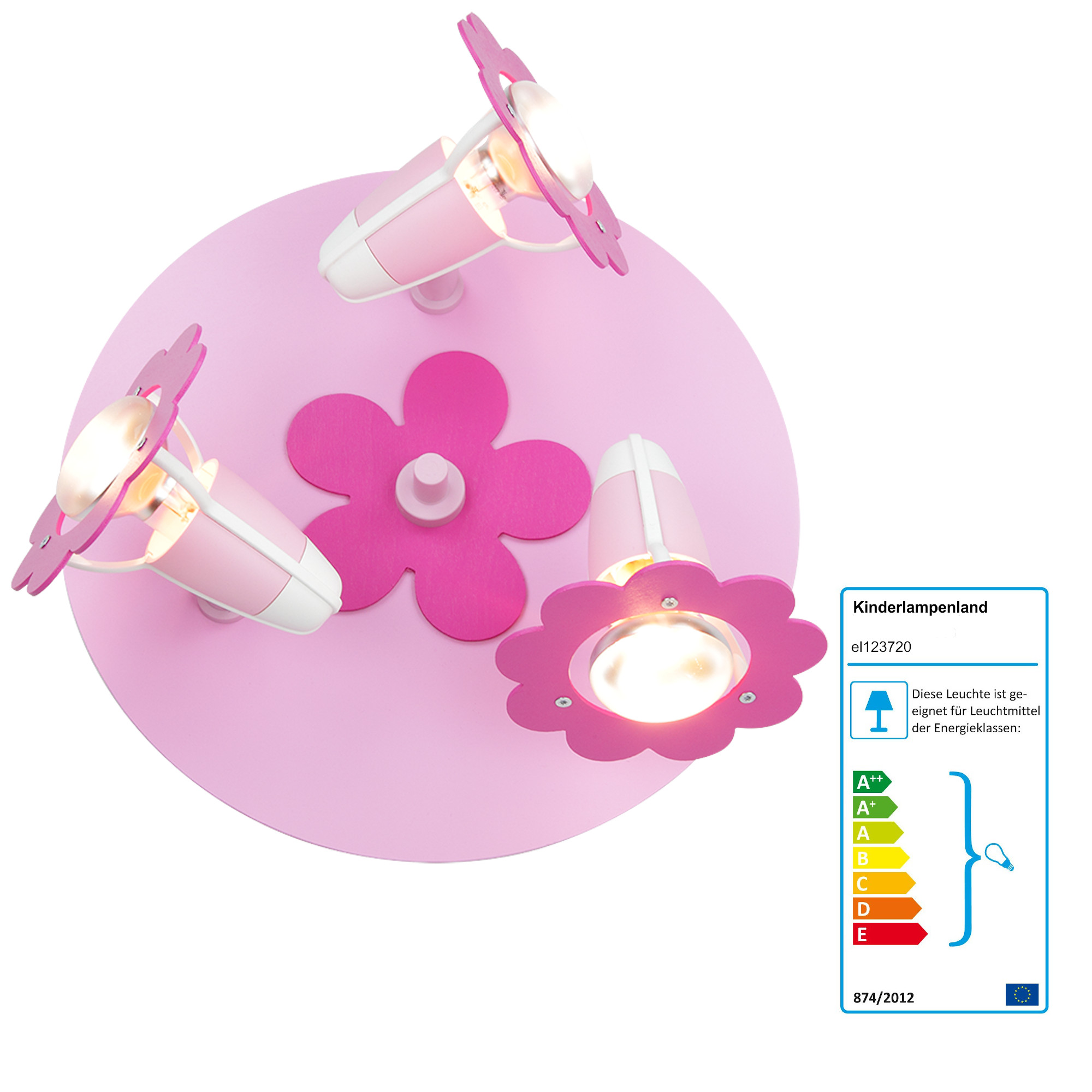 Elobra Kinderzimmerstrahler Blüte round 3 rosa | Strahler-Kinderlampen |  kinderlampenland.de