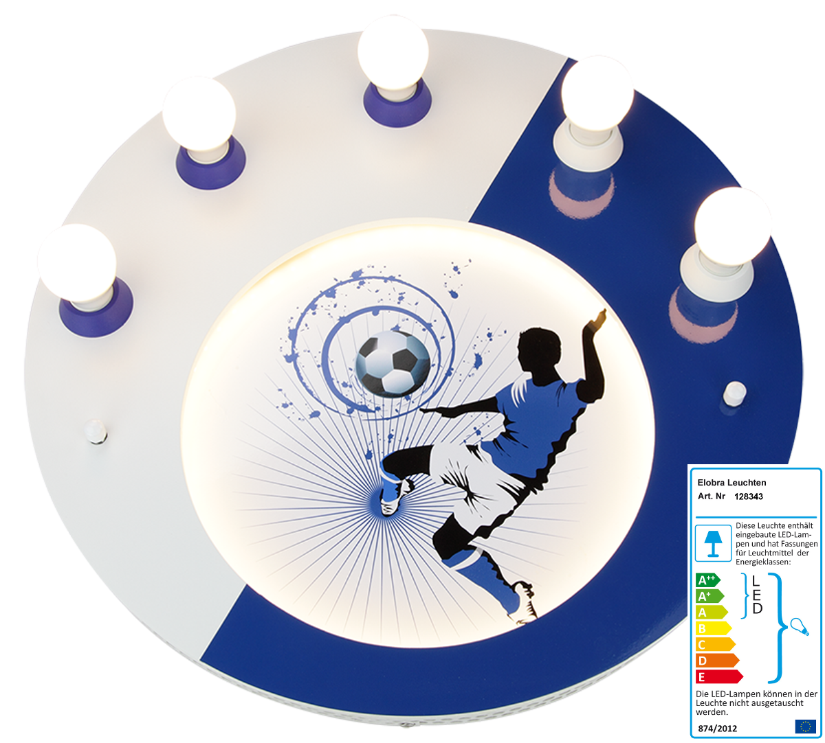 Elobra LED Deckenleuchte Fußball Soccer blau-weiß | LED-Kinderlampen |  kinderlampenland.de