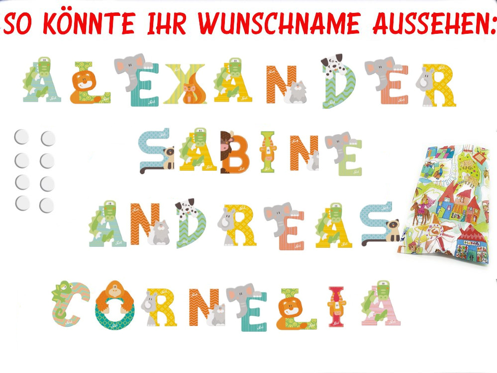 Sevi Holzbuchstaben Tiere 4 Stück im Set | Kinderzimmerdekoration |  kinderlampenland.de