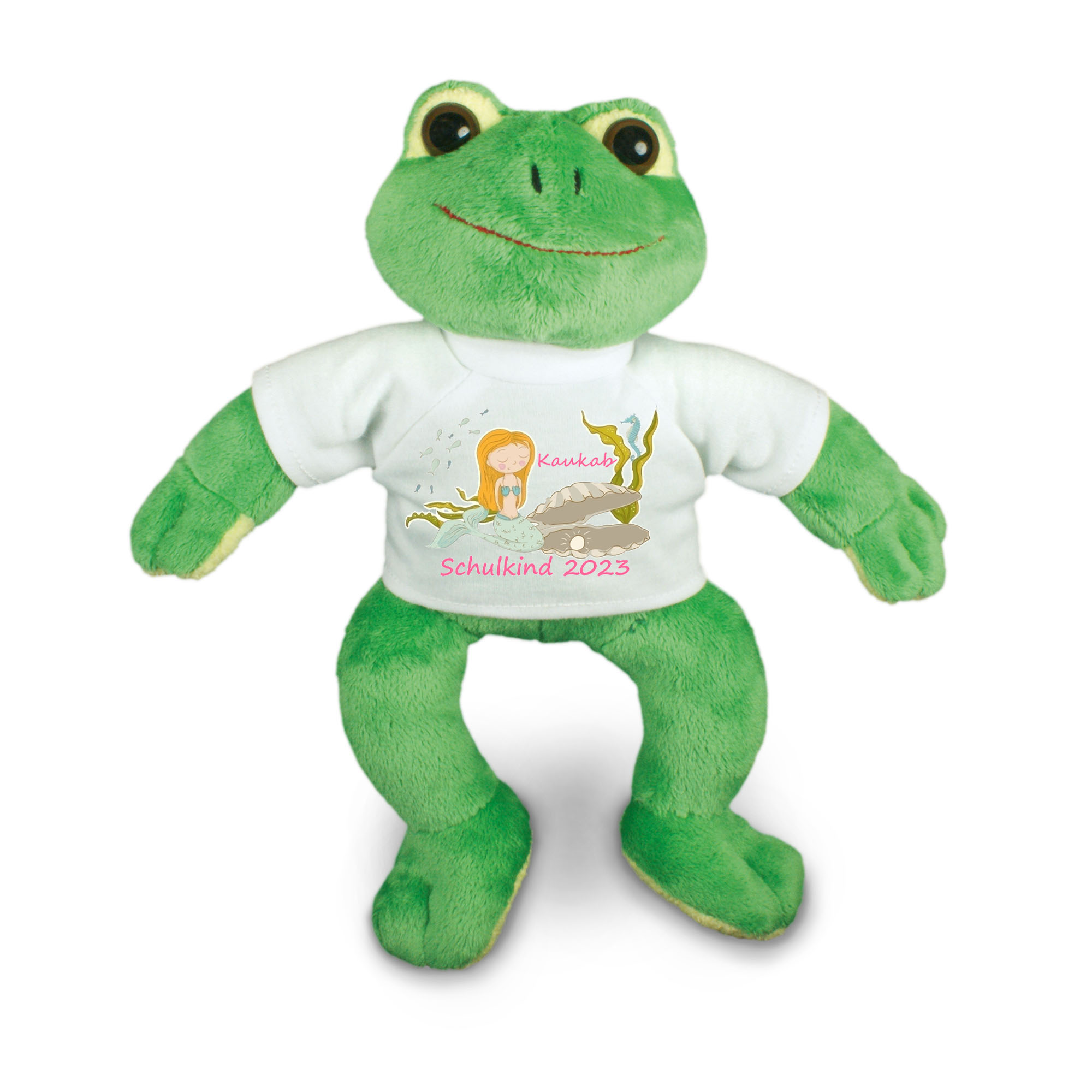 personalisierter Frosch Meerjungfrau Kuscheltier für die Zuckertüte |  Kuscheltiere