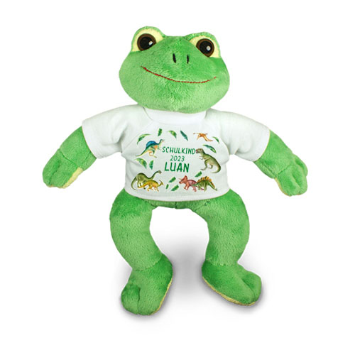 personalisierter Frosch T-Rex Kuscheltier für die Zuckertüte | Kuscheltiere