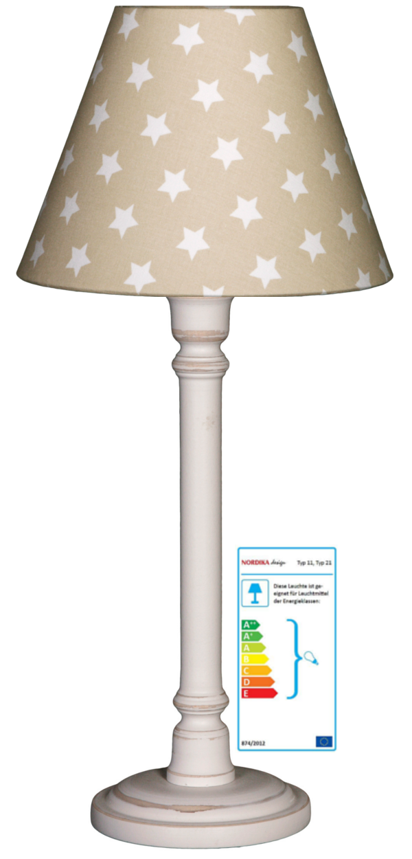 Tischlampe Sterne beige-weiß groß | Tischlampen | kinderlampenland.de