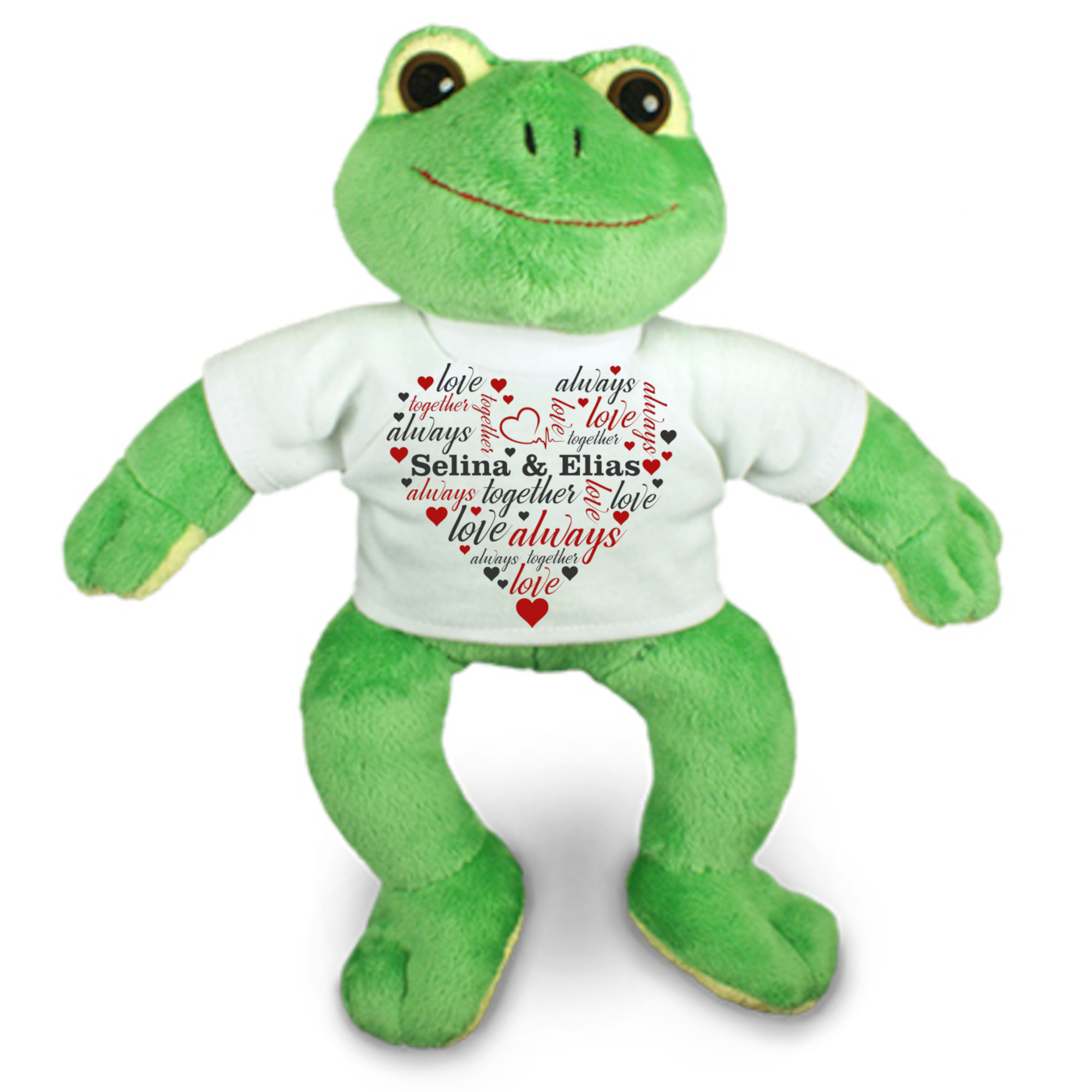 personalisiertes Kuscheltier Frosch - Herz always together mit Namen |  Valentinstag