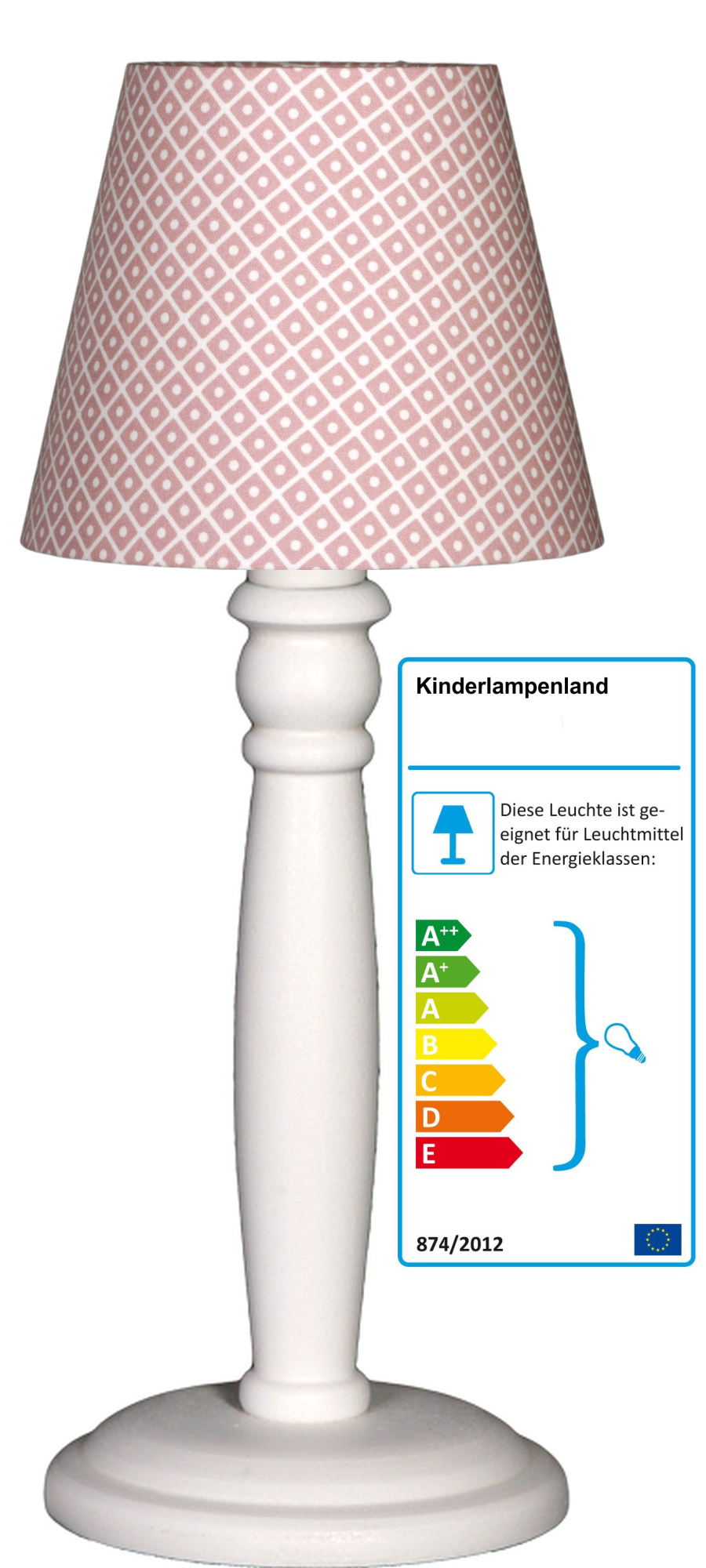Tischlampe Rauten altrosa-weiß | Tischleuchten | kinderlampenland.de