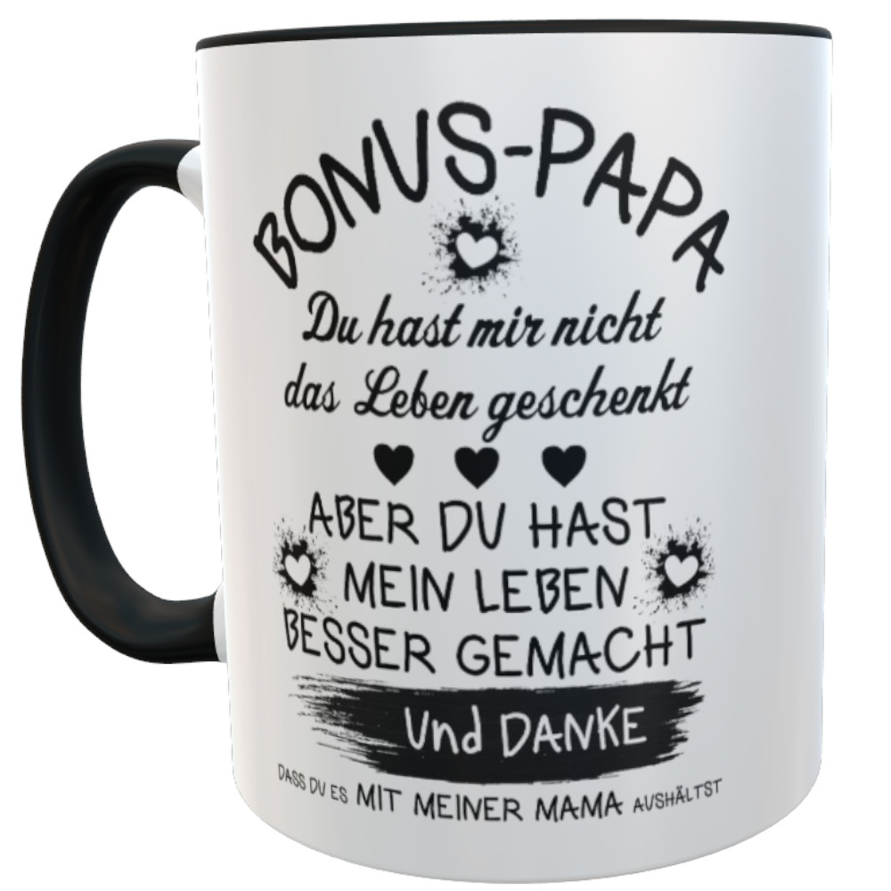 Tasse Vatertag Bonus Papa Stiefvater | Kaffeebecher Geschenke für Papa, Opa