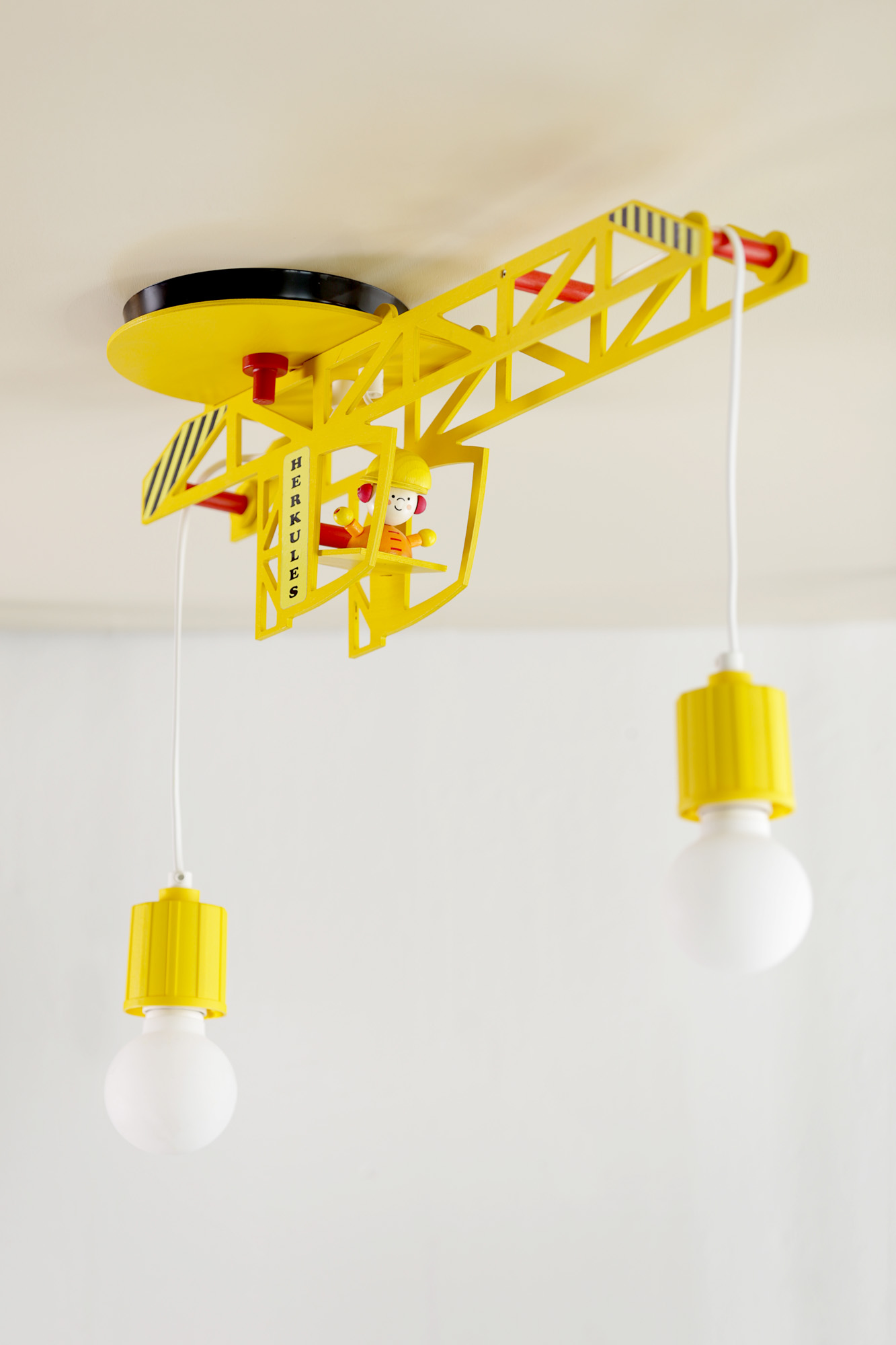 Deckenlampe Kran gelb | Pendelleuchten aus Holz oder Kunststoff |  kinderlampenland.de