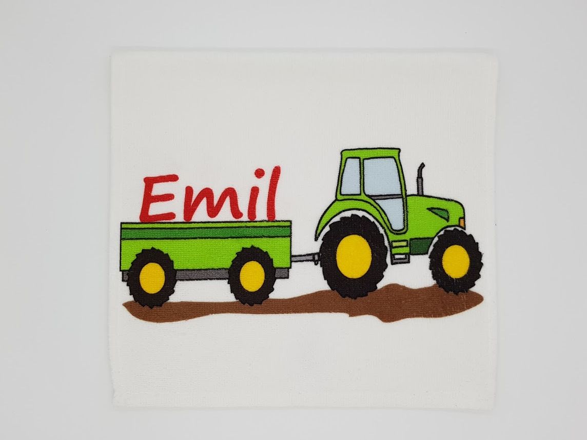 Kinderhandtuch Traktor grün mit Wunschname - personalisiertes Trecker  Schlepper
